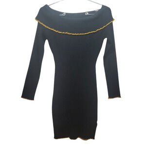 Almost Famous Black Bodycon Sweater Dress Womens Size M Bardot Chic Elegant